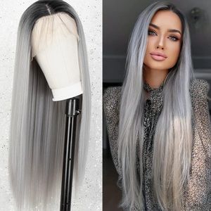 - 22” GREY OMBRÉ STRAIGHT  LACE FRONT WIG  *NEW*